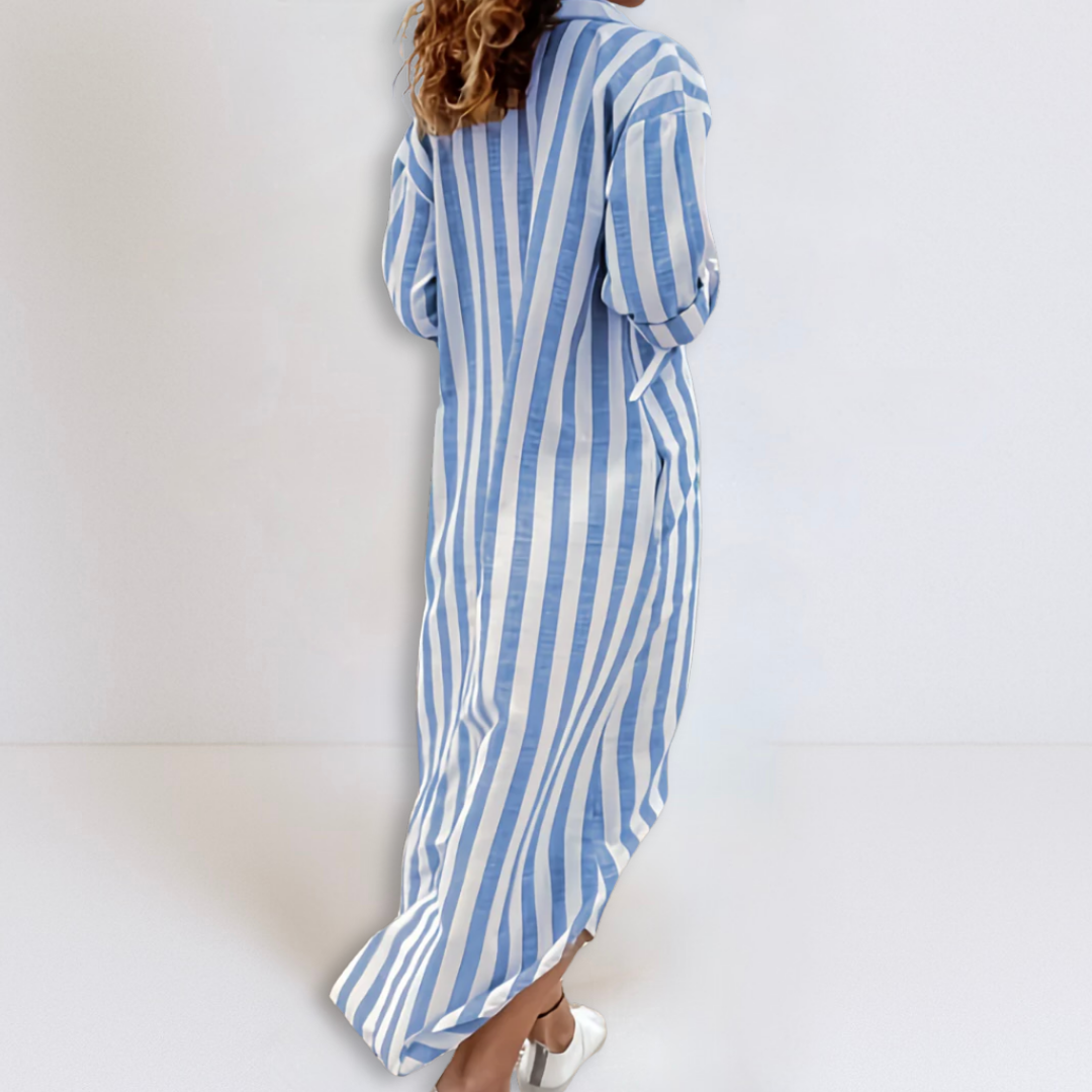 Michelle | Elegant Striped Dress with V-Neckline