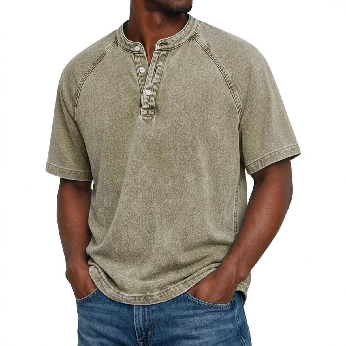 DONACCI Washed Denim Henley