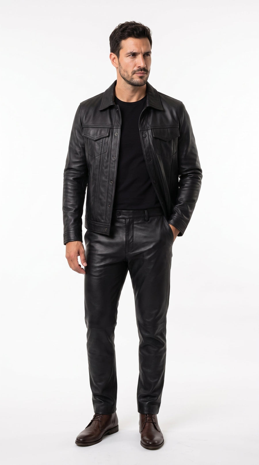 DONACCI Leather Trucker Jacket