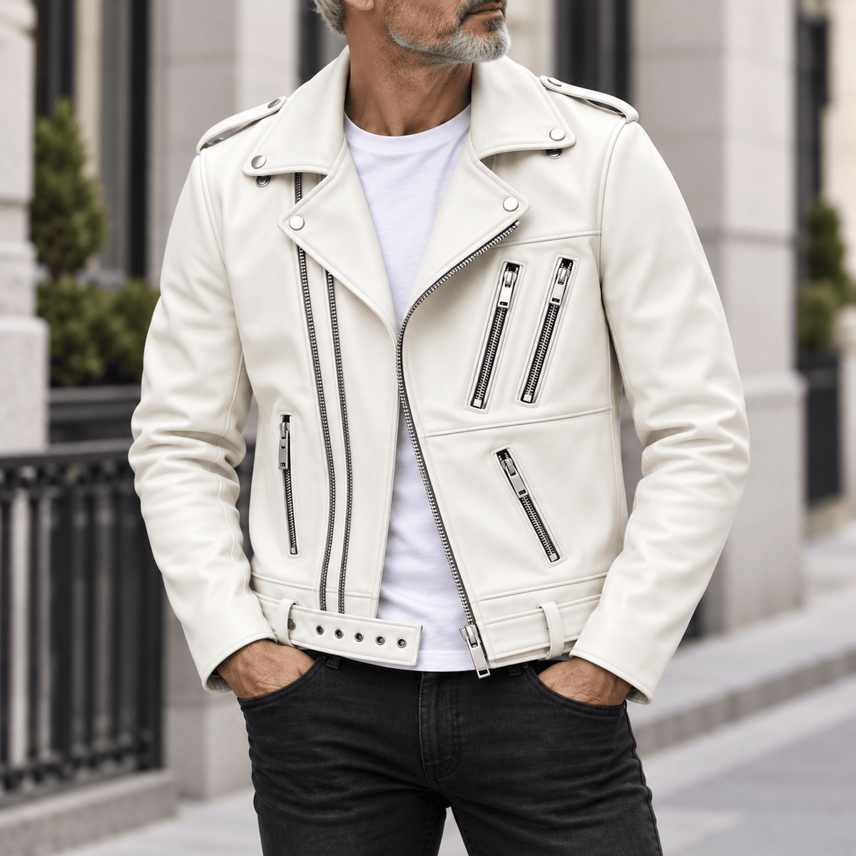 DONACCI Leather Biker Jacket