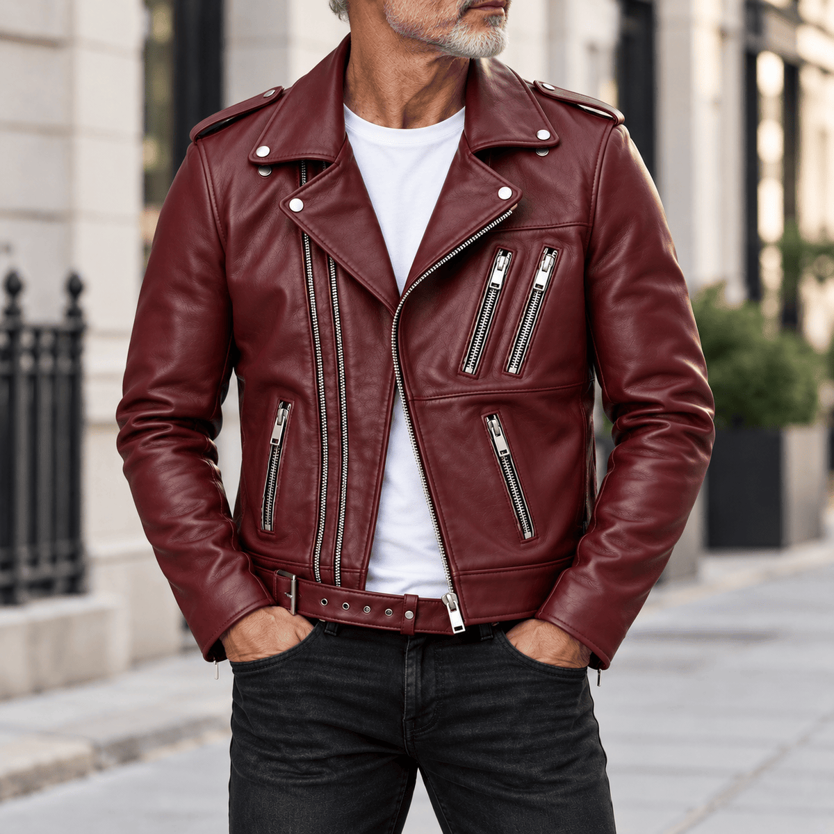 DONACCI Leather Biker Jacket